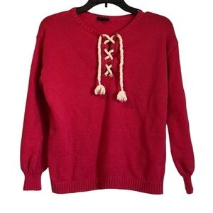 Talbots Womens Sweater Sz MP Pink Barbie Coquette Feminine Girly Boho Pullover